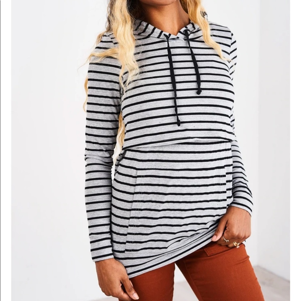 Latched Mama Lightweight Cotton Nursing Hoodie med